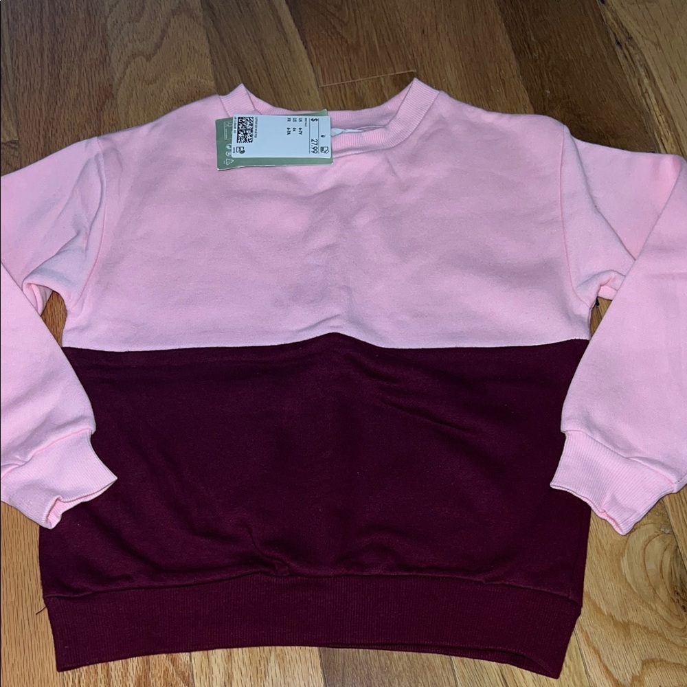 H&M Girls Kids Pink and Burgundy Sweater